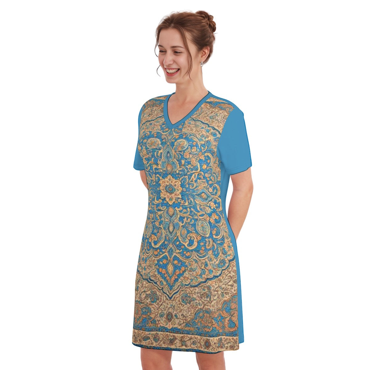 Sepolis -- Women's V Neck Dress 100% Cotton