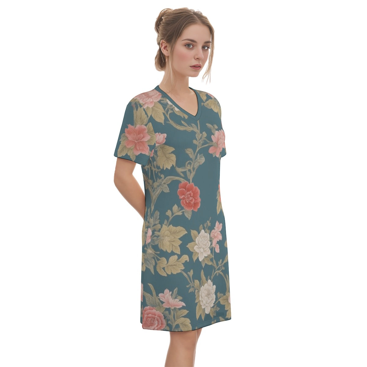 New Dawn -- Women's V Neck Dress 100% Cotton