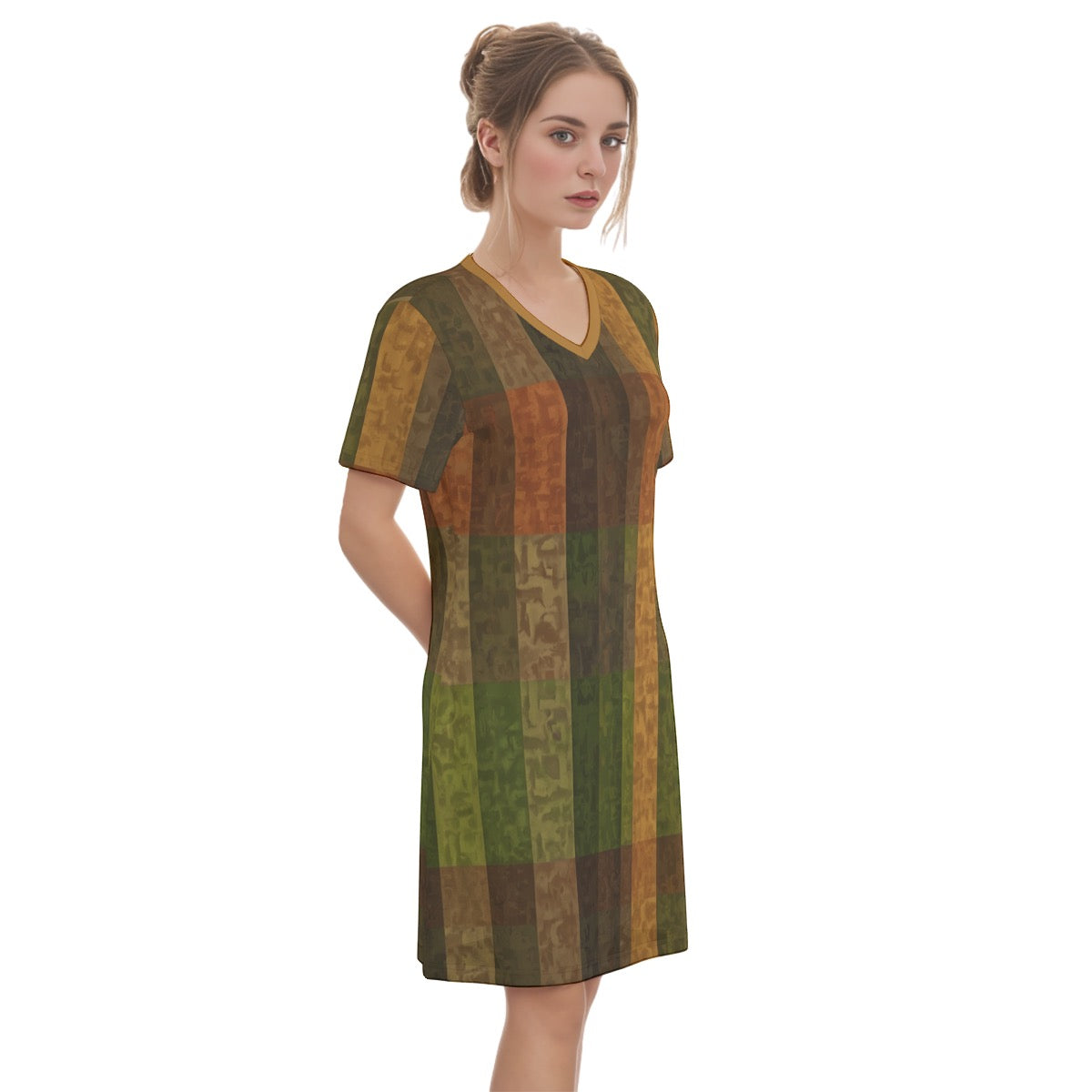 Bacau -- Women's V Neck Dress 100% Cotton