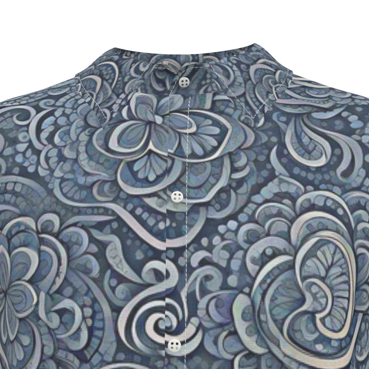 Blue Buds -- Men's Imitation Silk Short-Sleeved Shirt