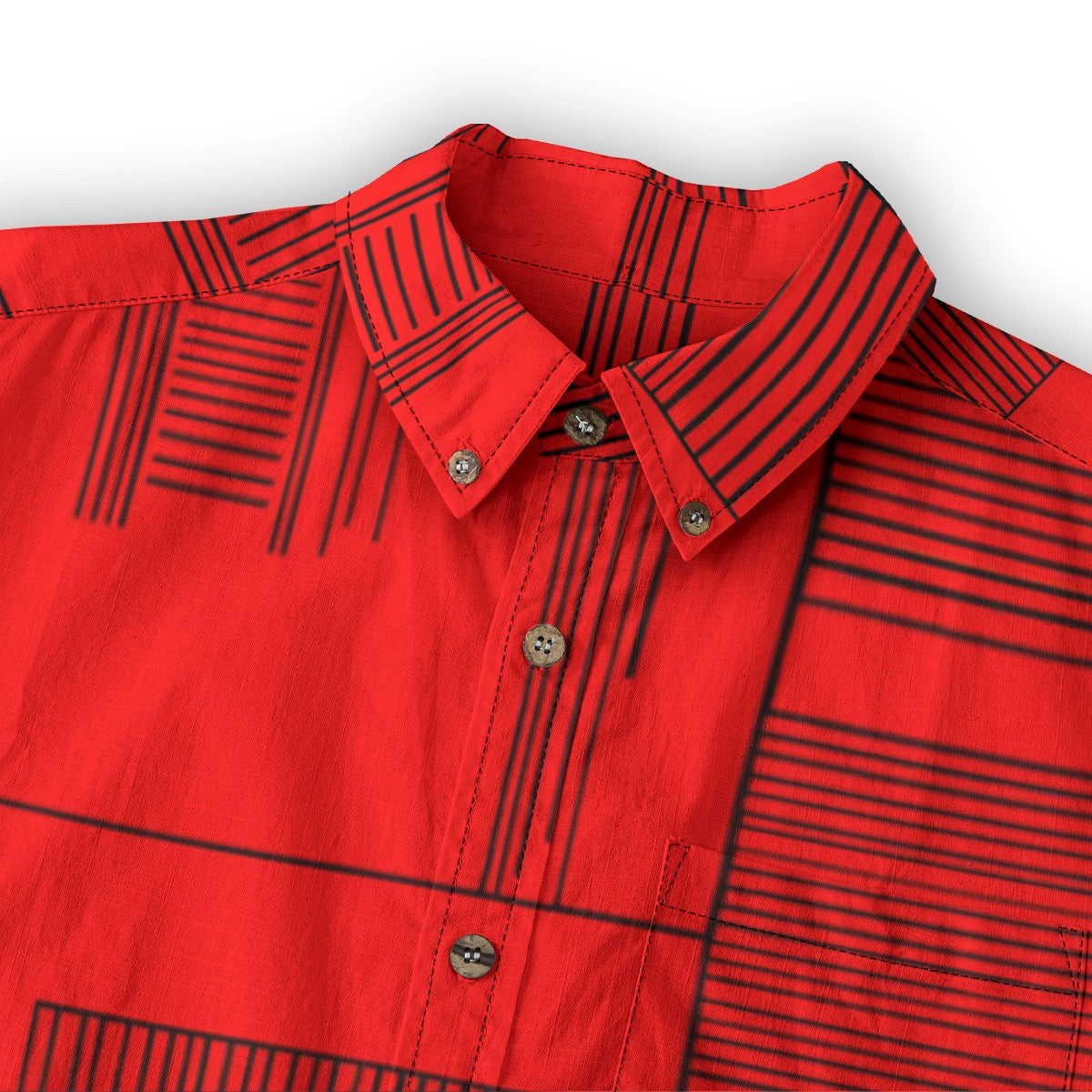 Lines Red -- Men's 100% Cotton LS Shirt