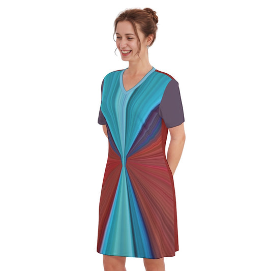 Symmetry -- Women's V Neck Dress 100% Cotton