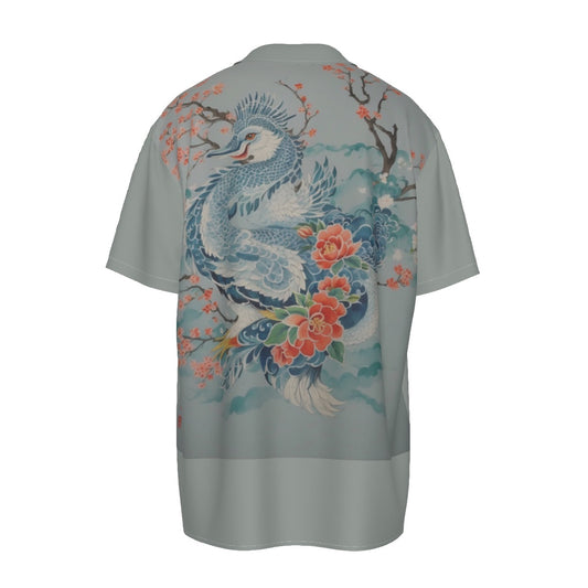 Dragon Bird -- Men's Imitation Silk Short-Sleeved Shirt