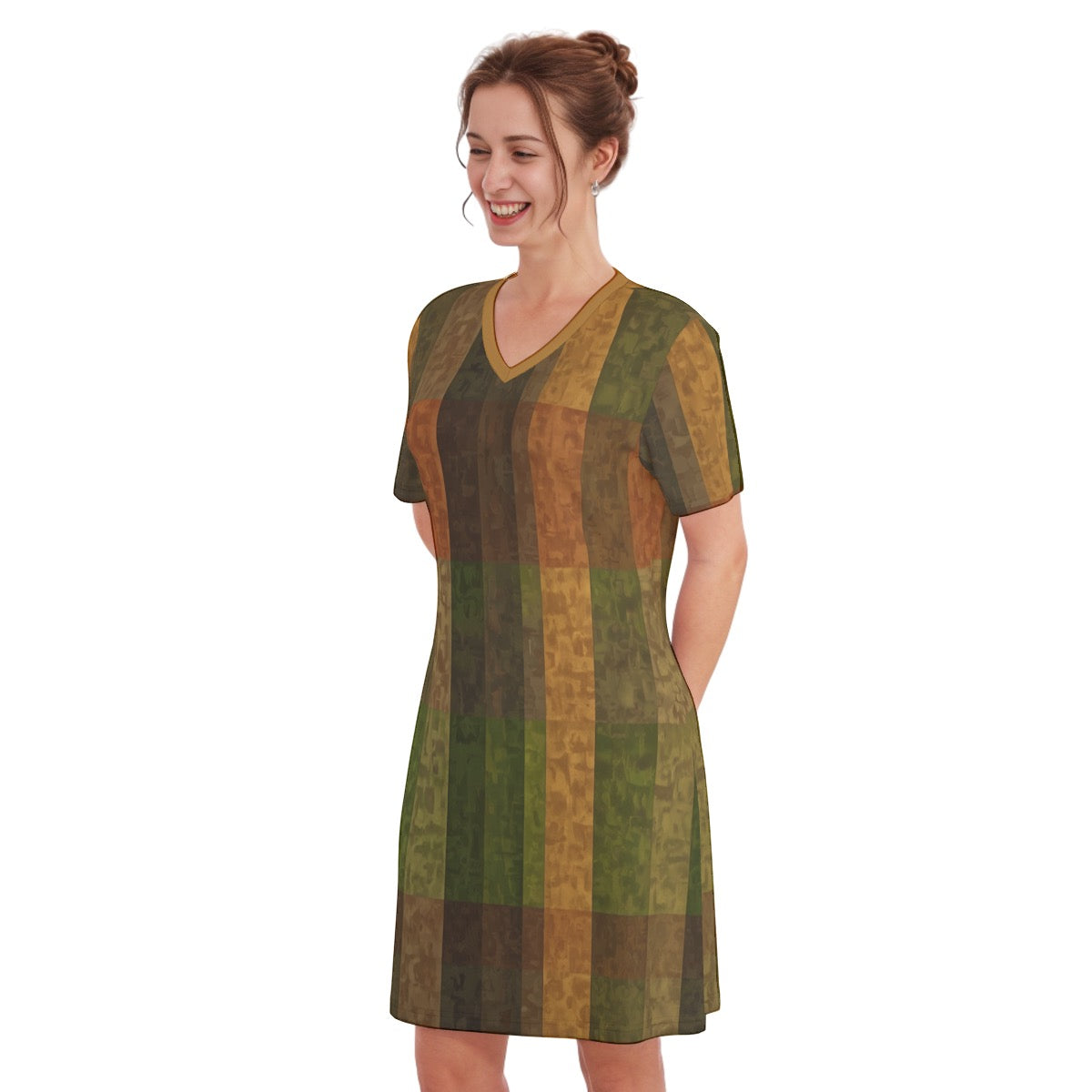 Bacau -- Women's V Neck Dress 100% Cotton