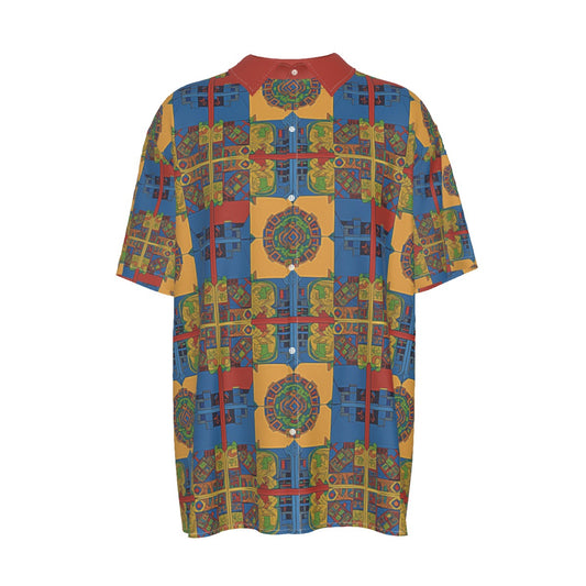 Aztec -- Men's Imitation Silk Short-Sleeved Shirt