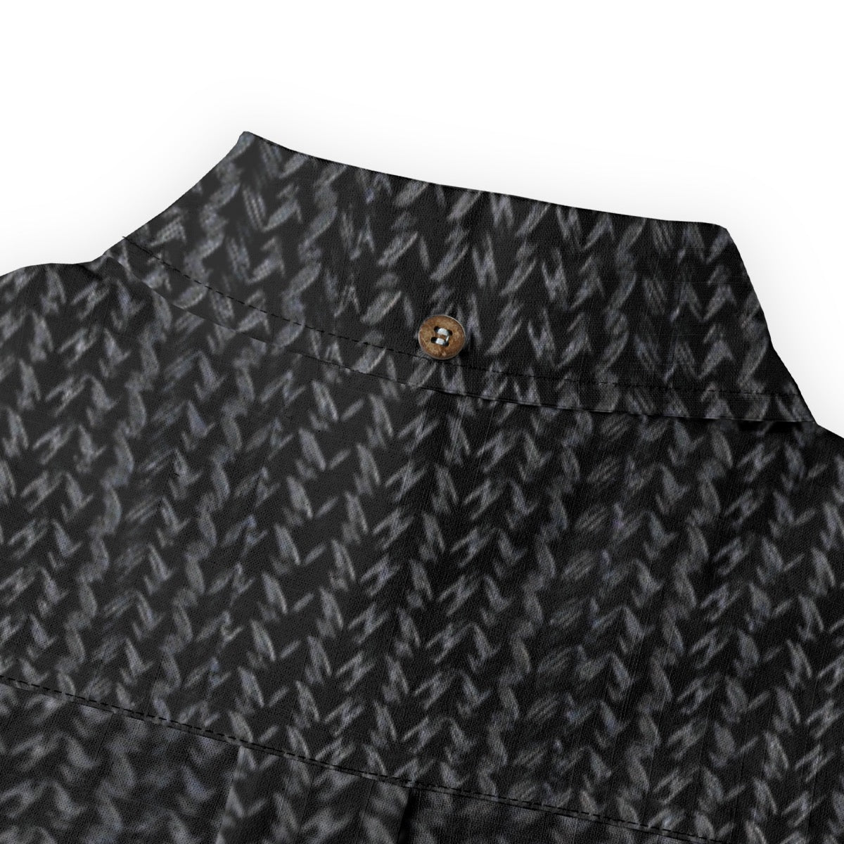 Black Herringbone -- Men's 100% Cotton LS Collared Shirt