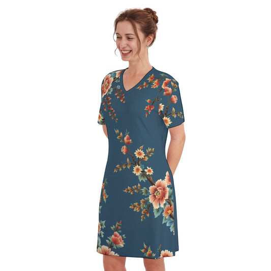 Wickshire -- Women's V Neck Dress 100% Cotton