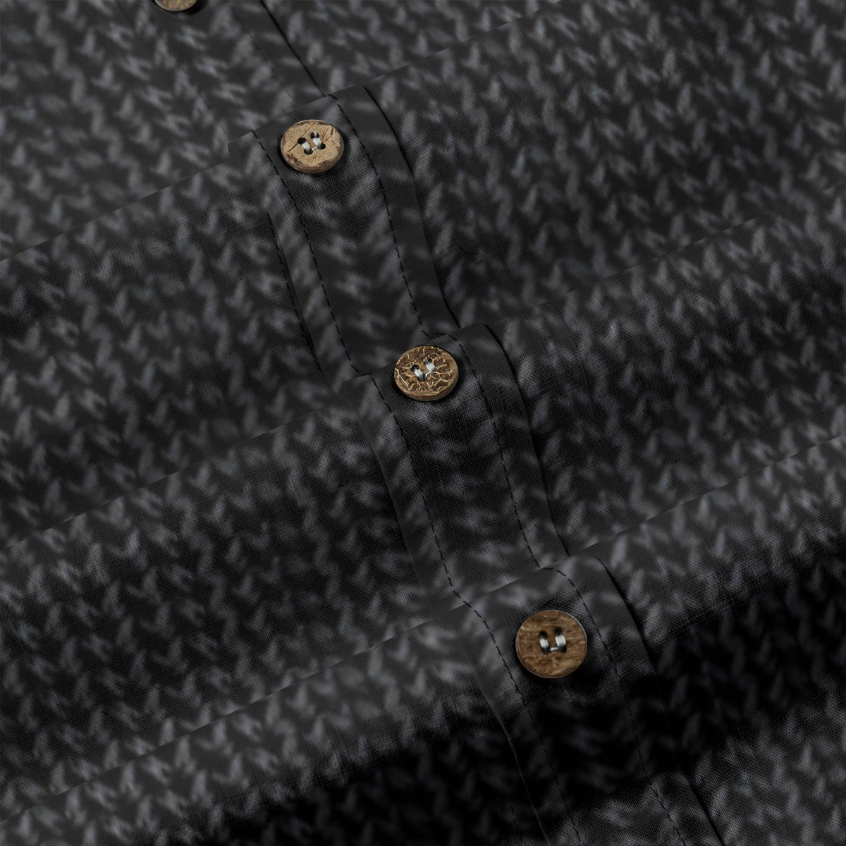 Black Herringbone -- Men's 100% Cotton LS Collared Shirt