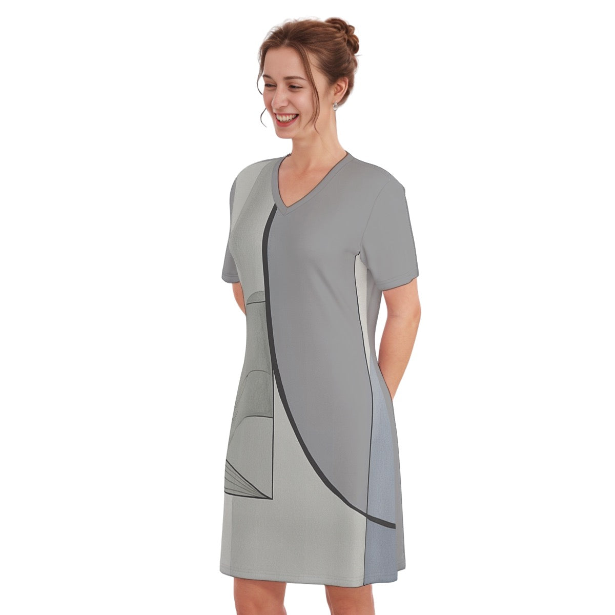 Office -- Women's V Neck Dress 100% Cotton