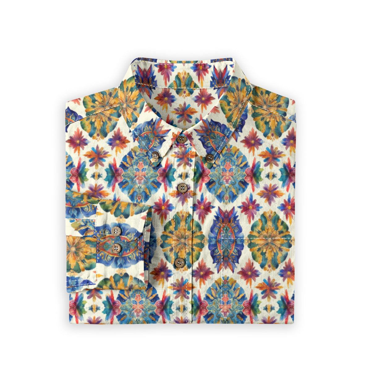 Aquarelle -- Men's Casual 100% Cotton LS Shirt