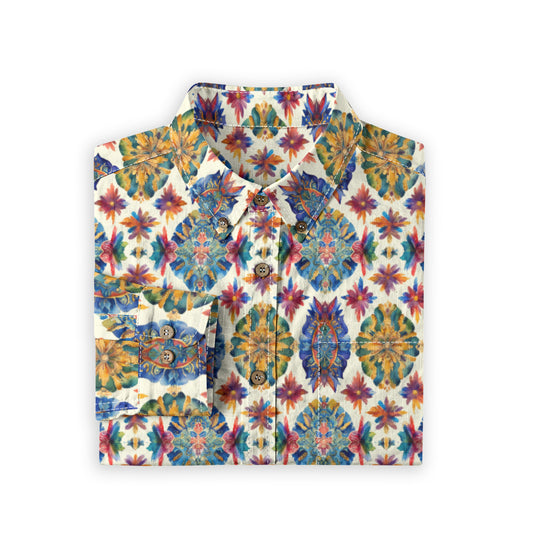 Aquarelle -- Men's Casual 100% Cotton LS Shirt