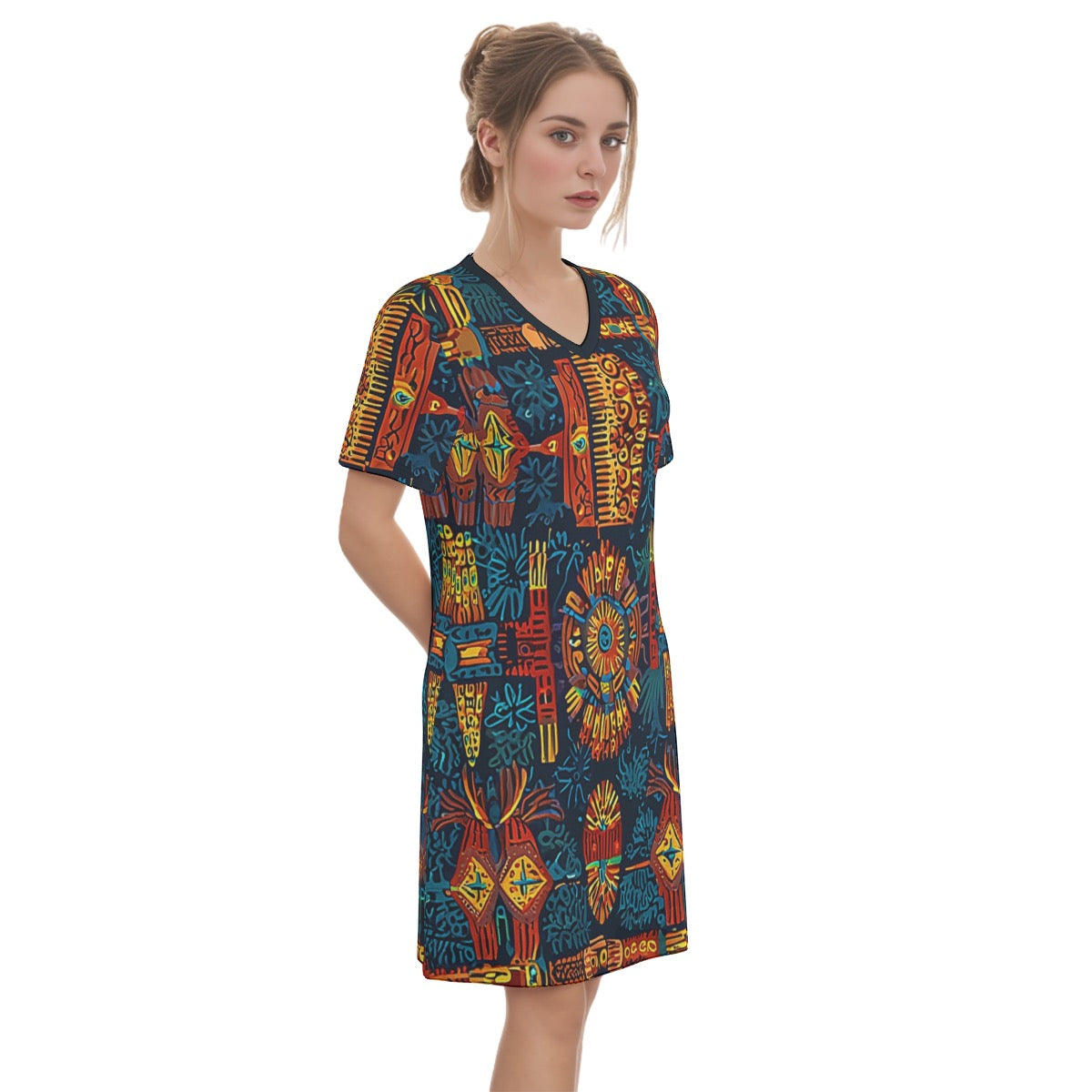 Lioness -- Women's V Neck Dress 100% Cotton