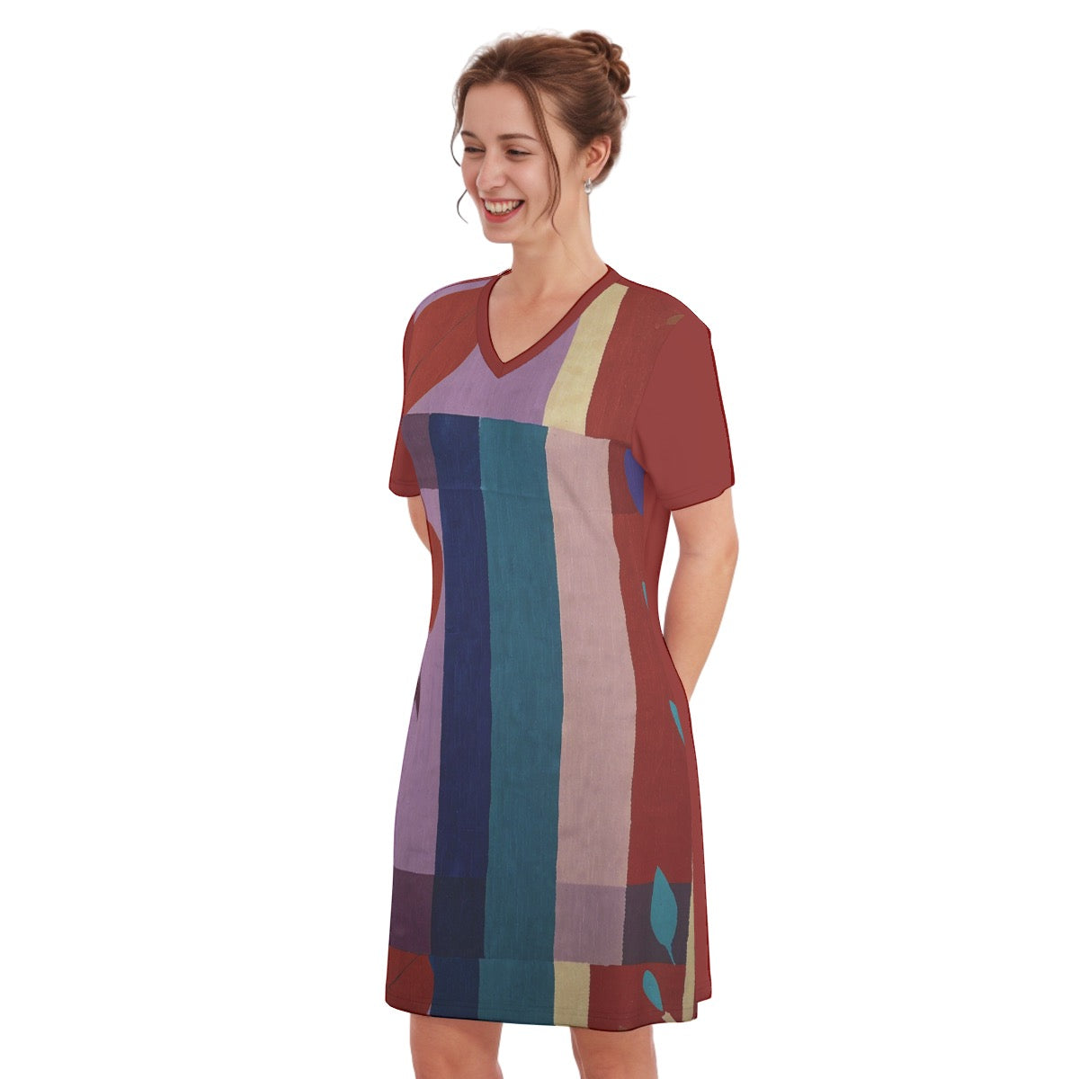 Peinture -- Women's V Neck Dress 100% Cotton