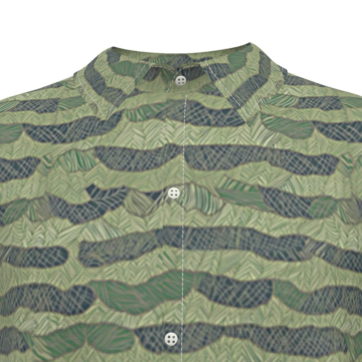 Blue-Green Men's Imitation Silk Short-Sleeved Shirt