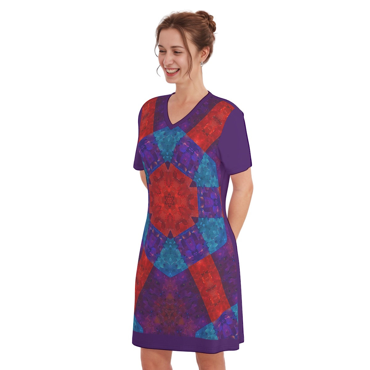 Centered -- Women's V Neck Dress 100% Cotton