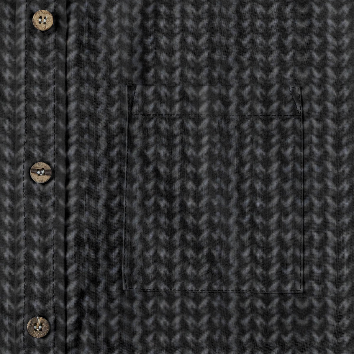 Black Herringbone -- Men's 100% Cotton LS Collared Shirt