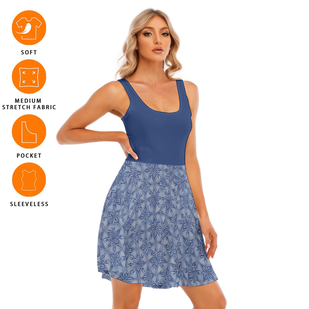 Blue Tile -- Women's Tank Vest Dress