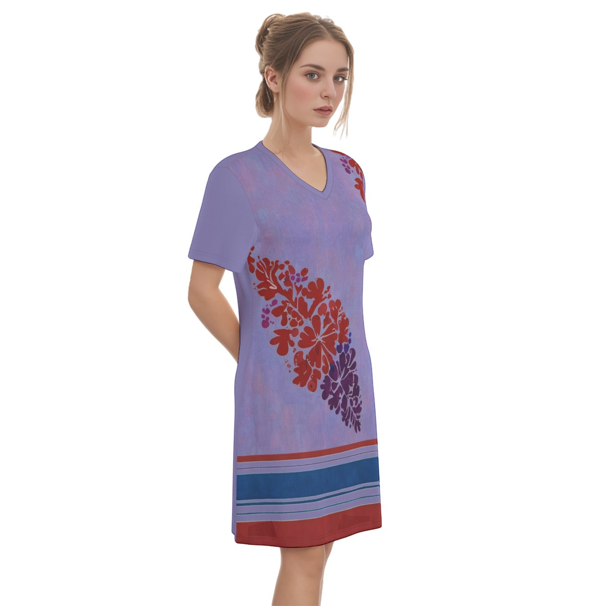 Twilight -- Women's V Neck Dress 100% Cotton