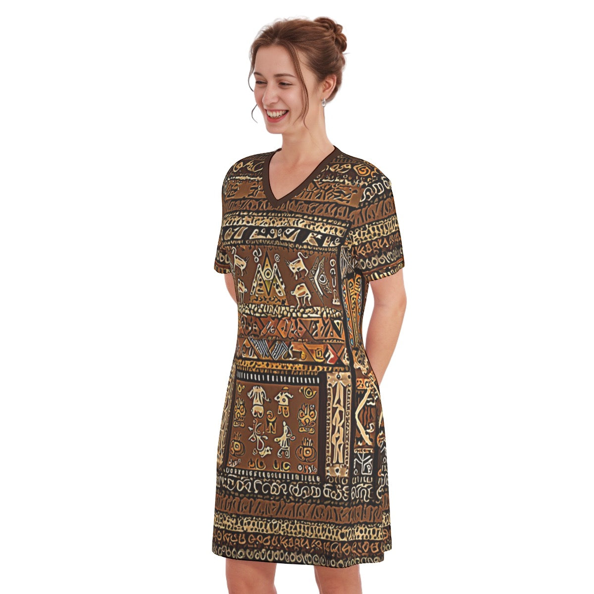 Nova -- Women's V Neck Dress 100% Cotton