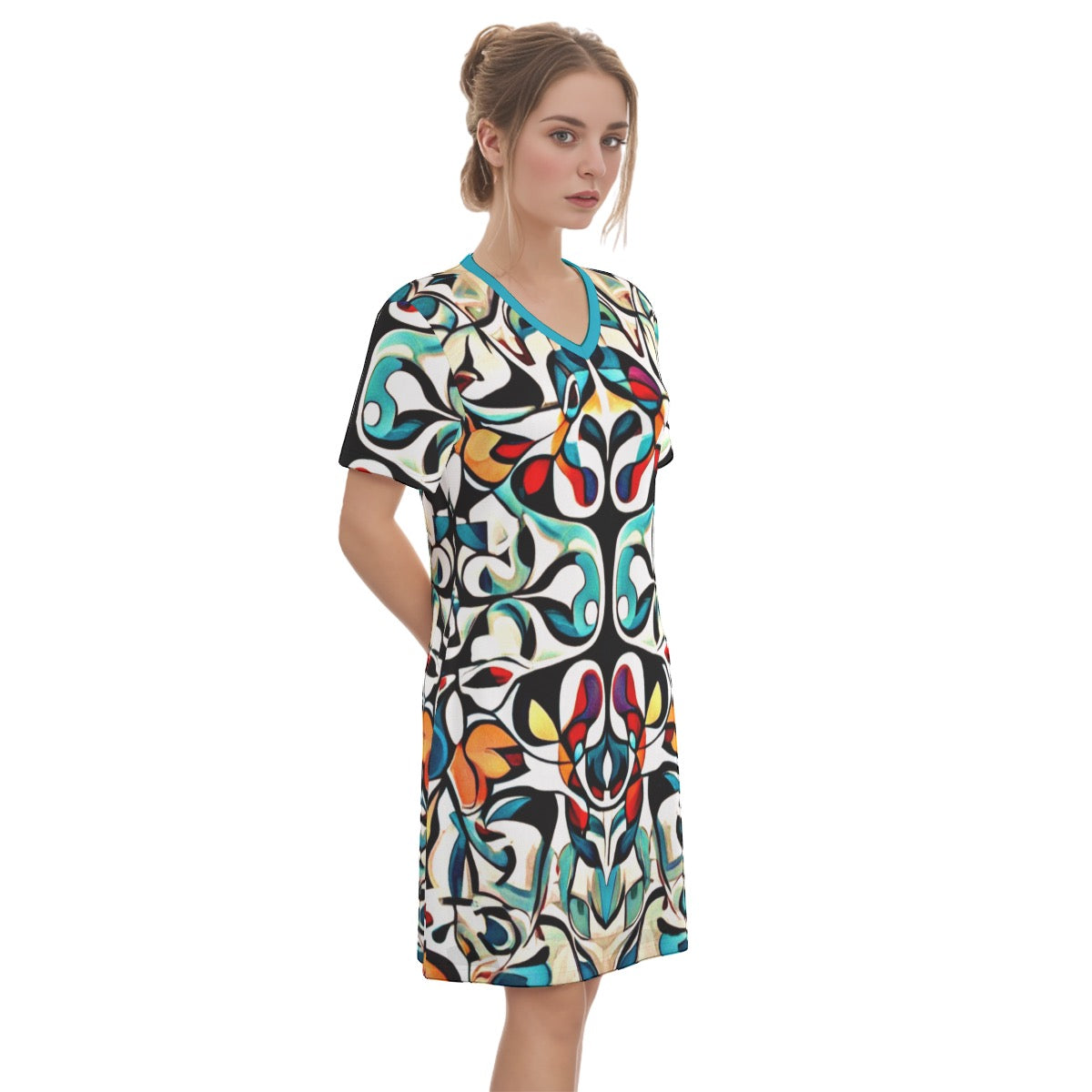 1951 -- Women's V Neck Dress 100% Cotton