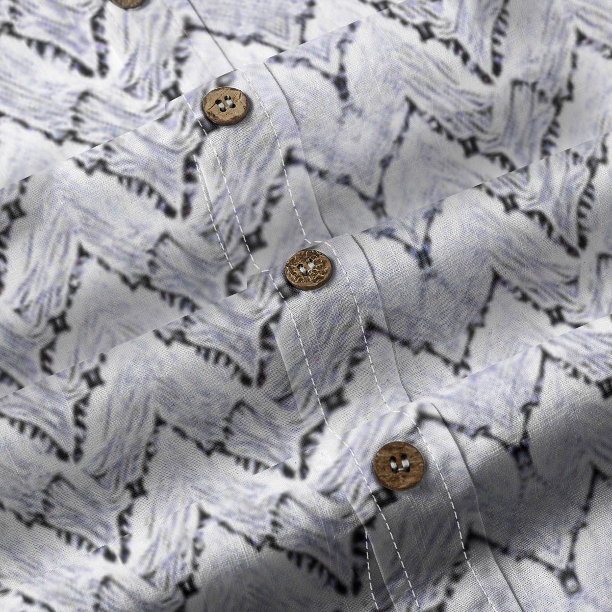 White Herringbone Pattern -- Men's 100% Cotton LS Collared Shirt