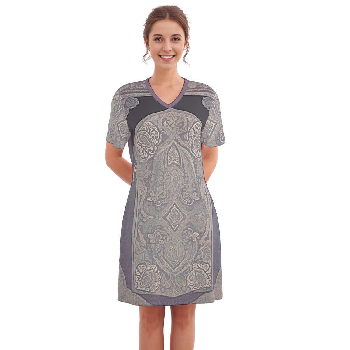 Crest -- Women's V Neck Dress 100% Cotton