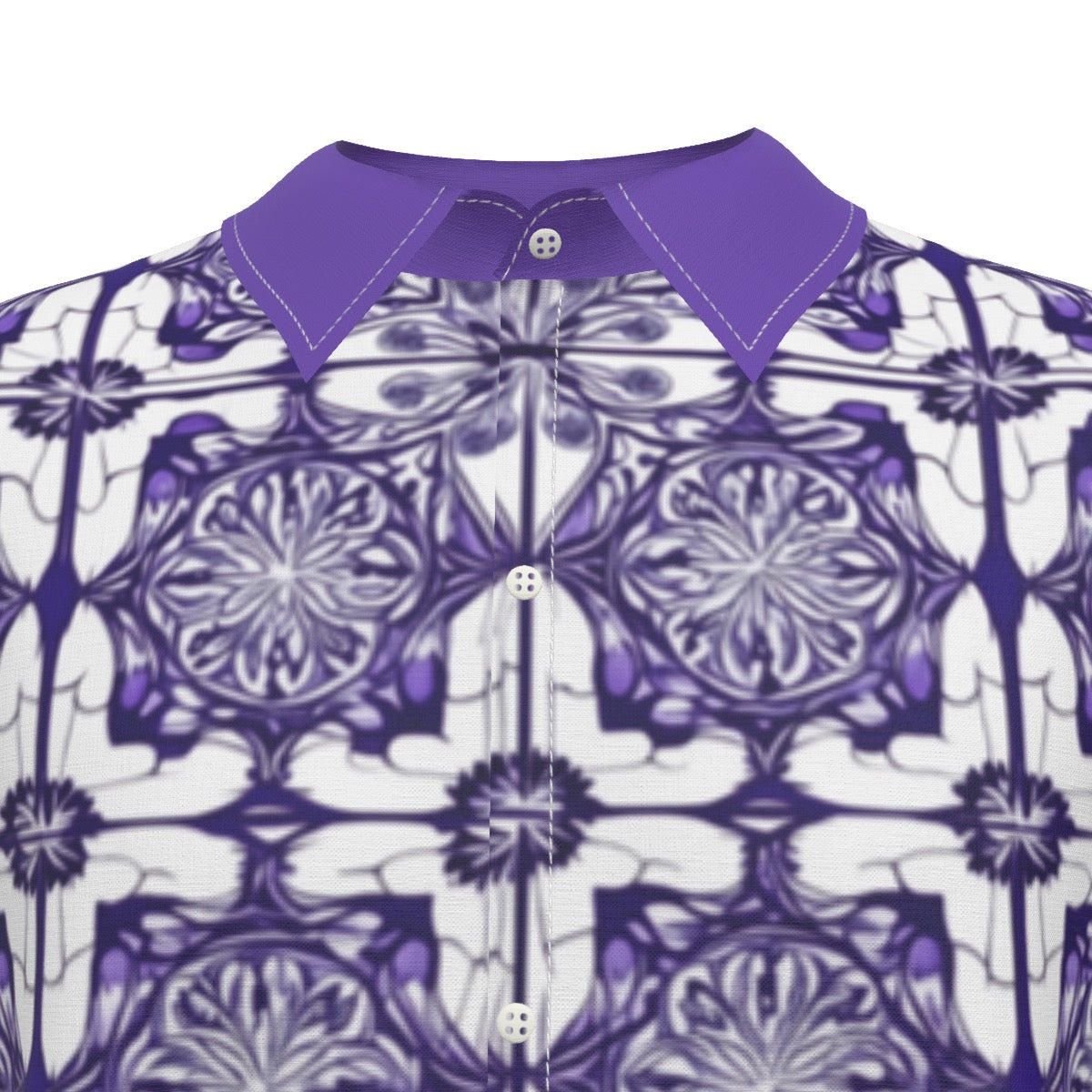 Purple -- Men's Imitation Silk Short-Sleeved Shirt