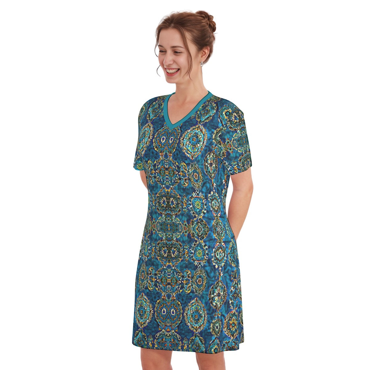 Oulu -- Women's V Neck Dress 100% Cotton