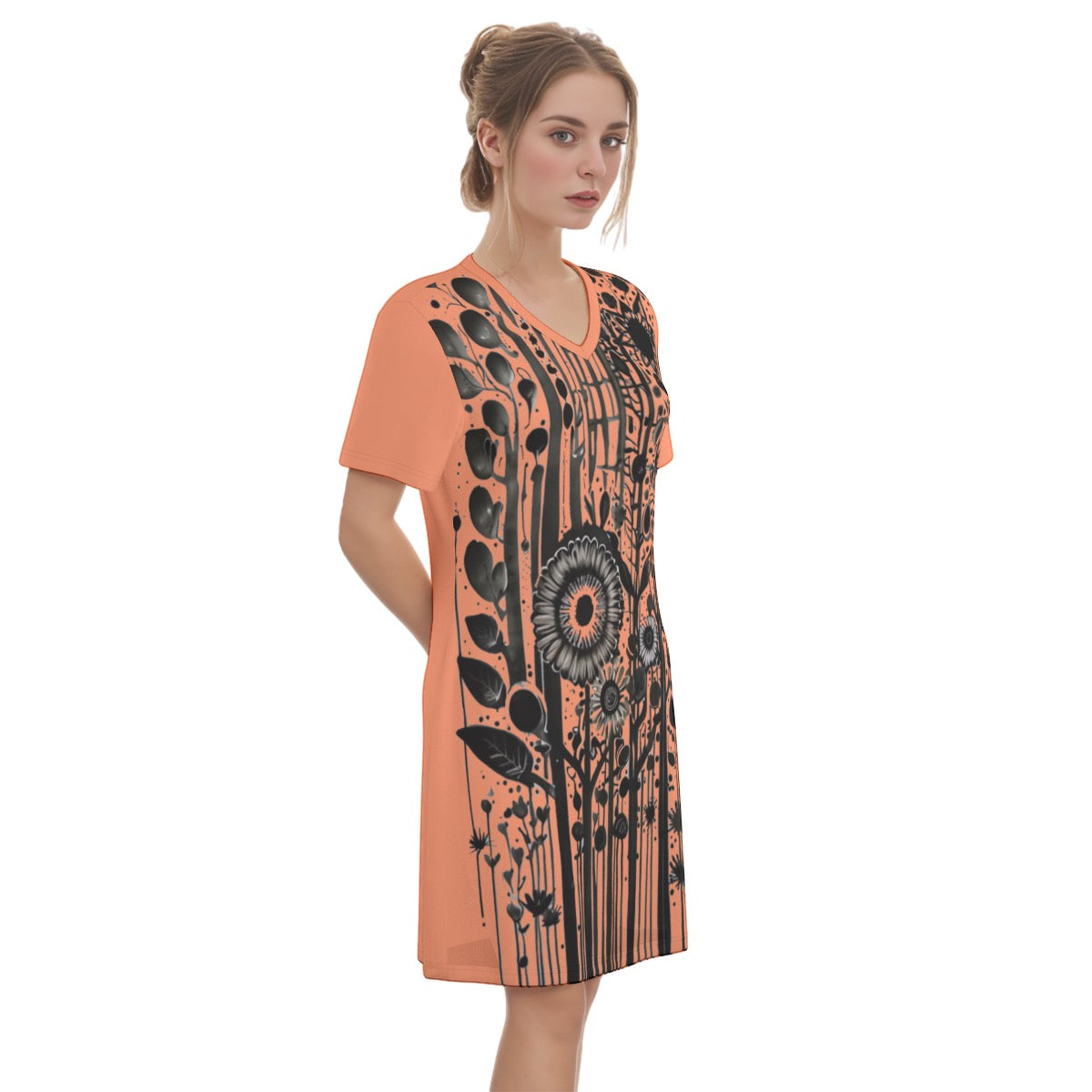 Pen & Ink -- Women's V Neck Dress 100% Cotton