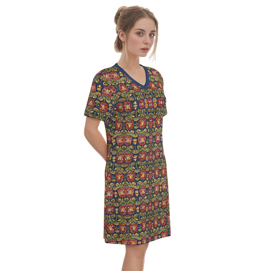 Adalene -- Women's V Neck Dress !00% Cotton