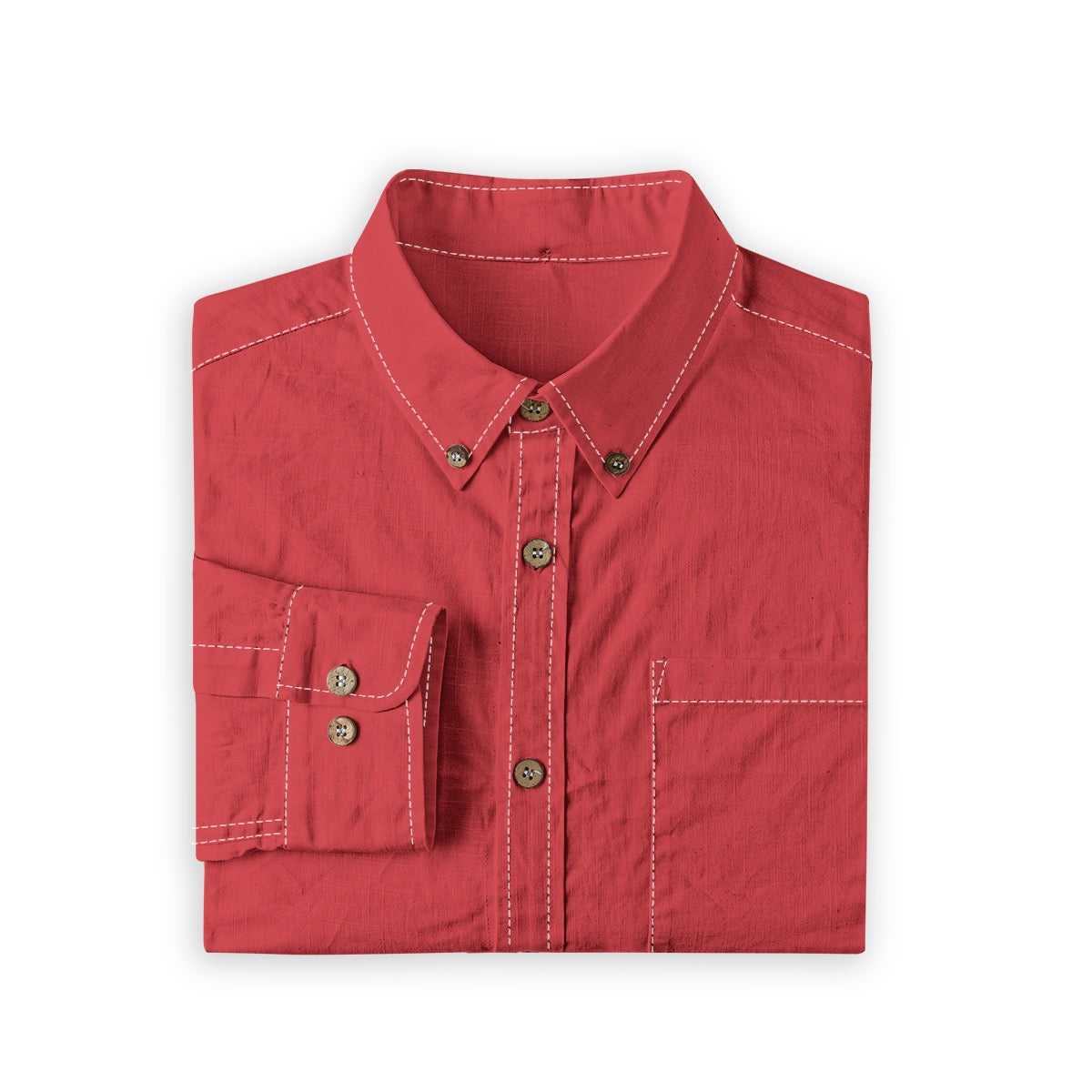 Red (Dark Vibrant) -- Men's 100% Cotton LS Shirt