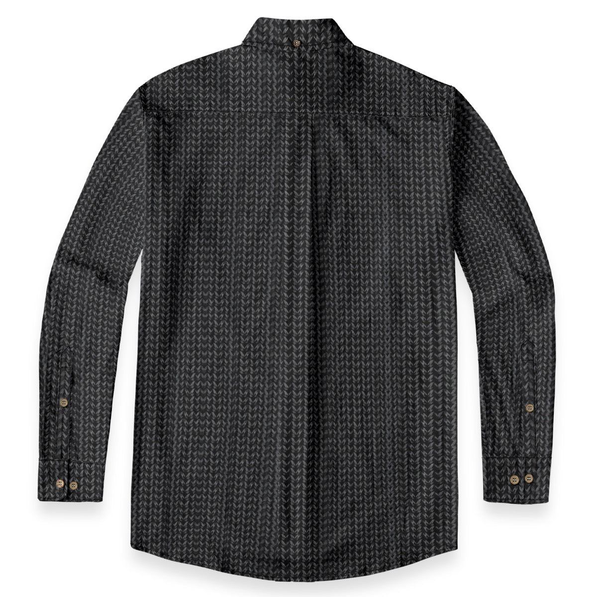 Black Herringbone -- Men's 100% Cotton LS Collared Shirt
