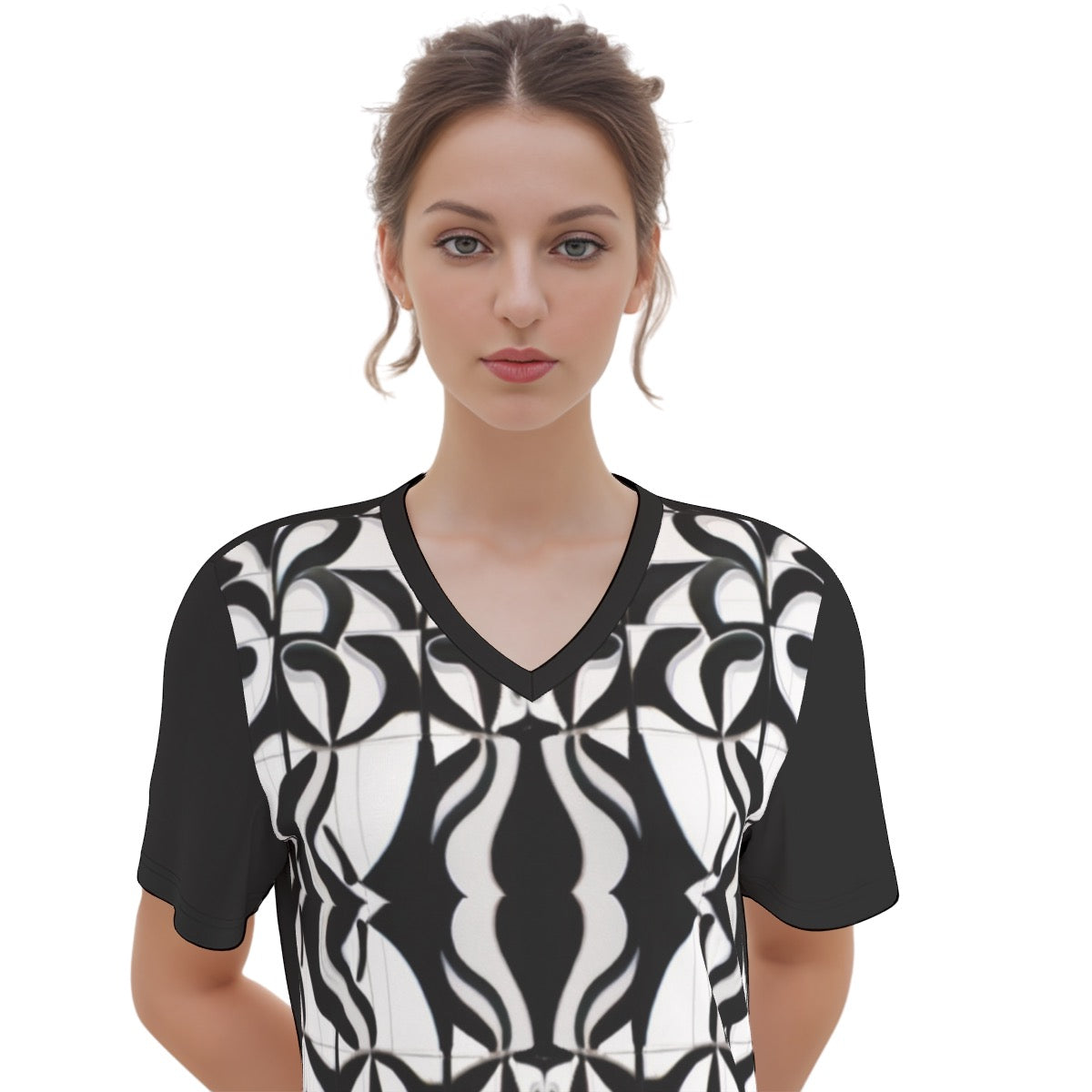 B&W2 -- Women's V Neck Dress 100% Cotton