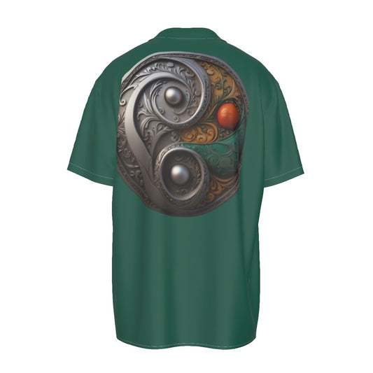 Pewter Swirl -- Men's Imitation Silk Short-Sleeved Shirt