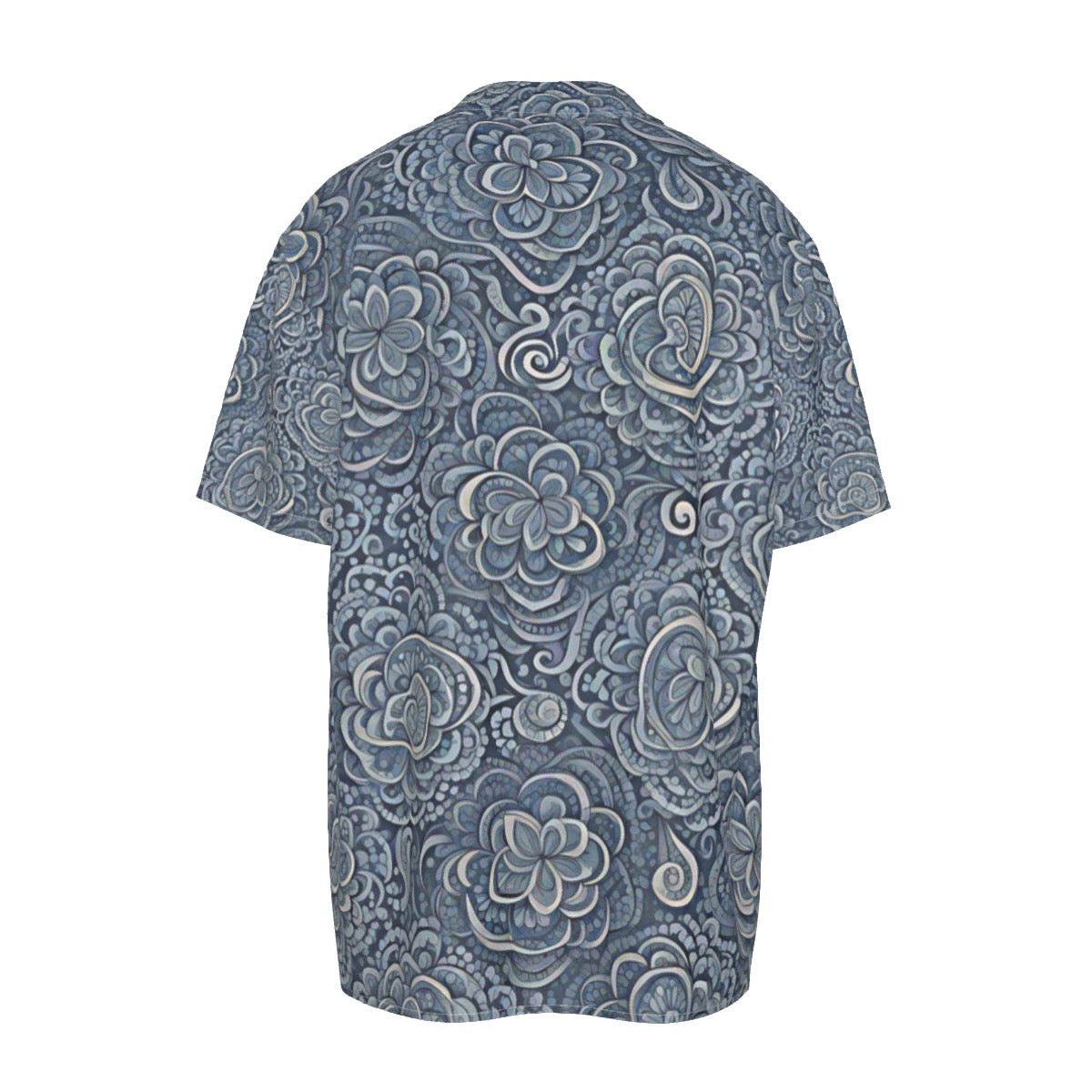 Blue Buds -- Men's Imitation Silk Short-Sleeved Shirt