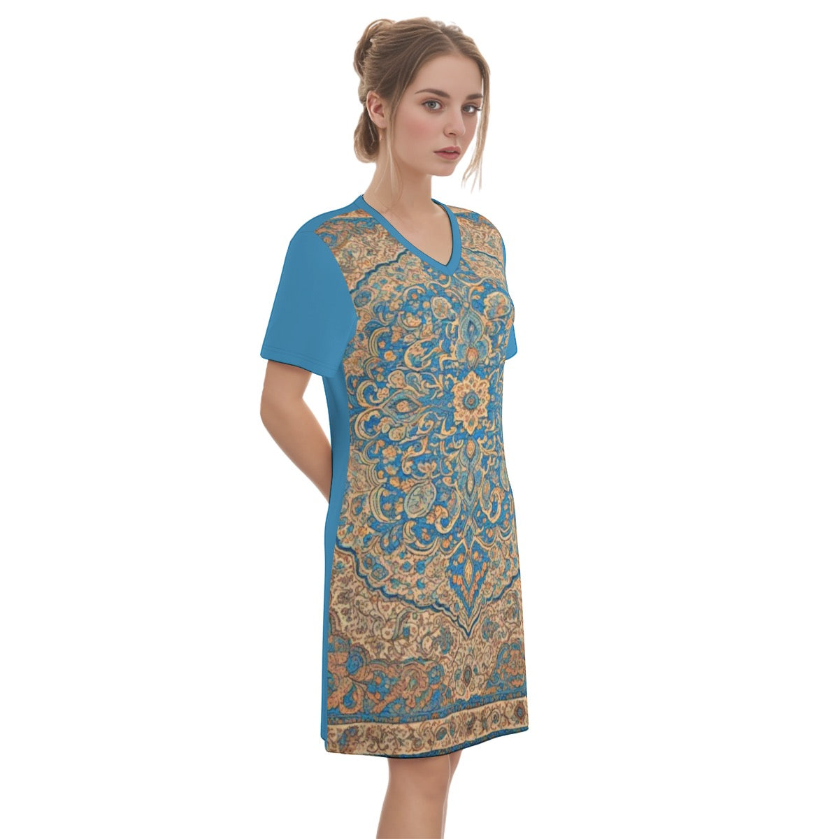 Sepolis -- Women's V Neck Dress 100% Cotton