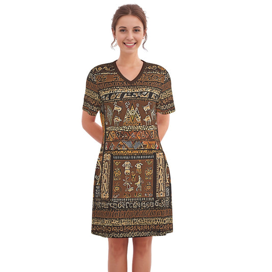 Nova -- Women's V Neck Dress 100% Cotton