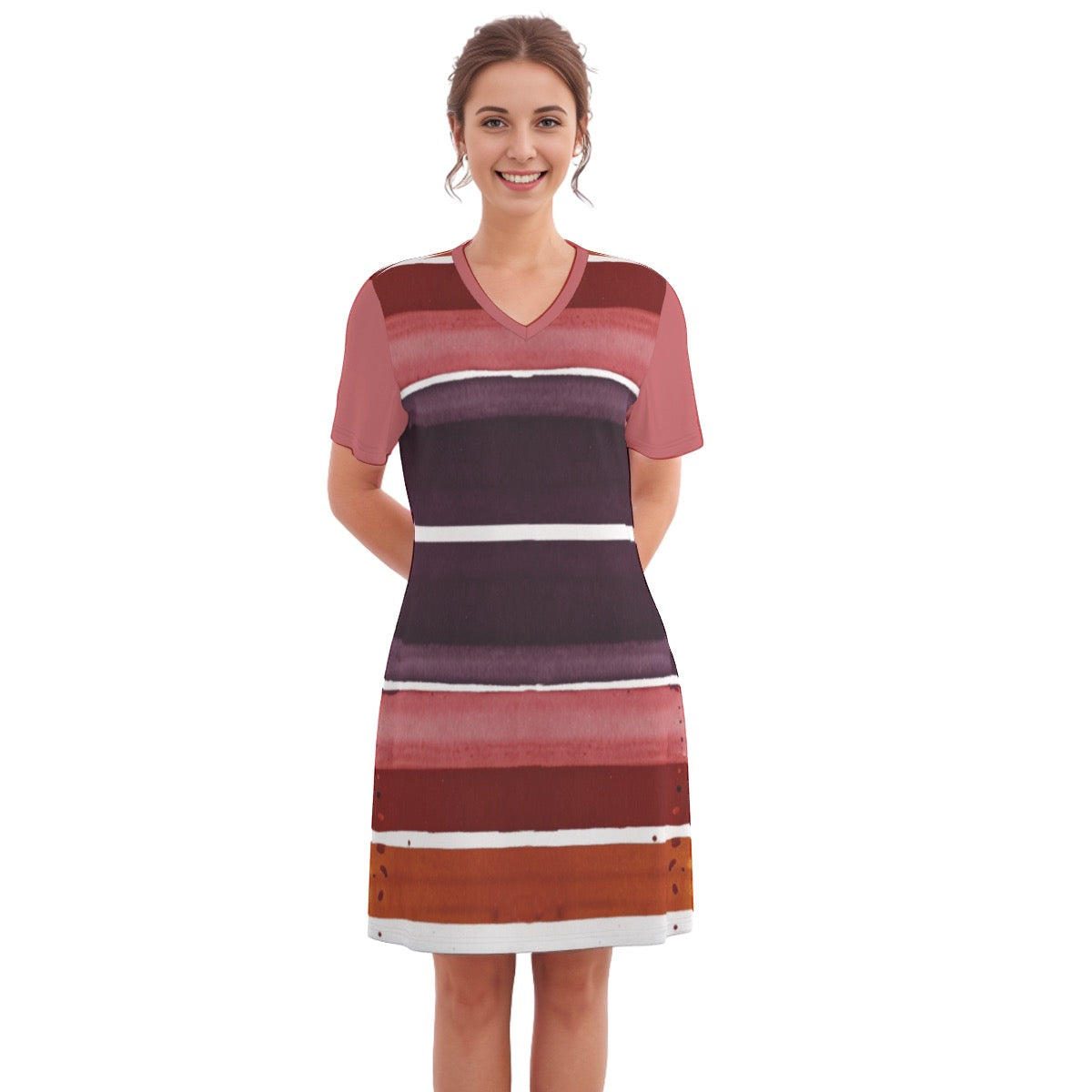 Malovat -- Women's V Neck Dress 100% Cotton