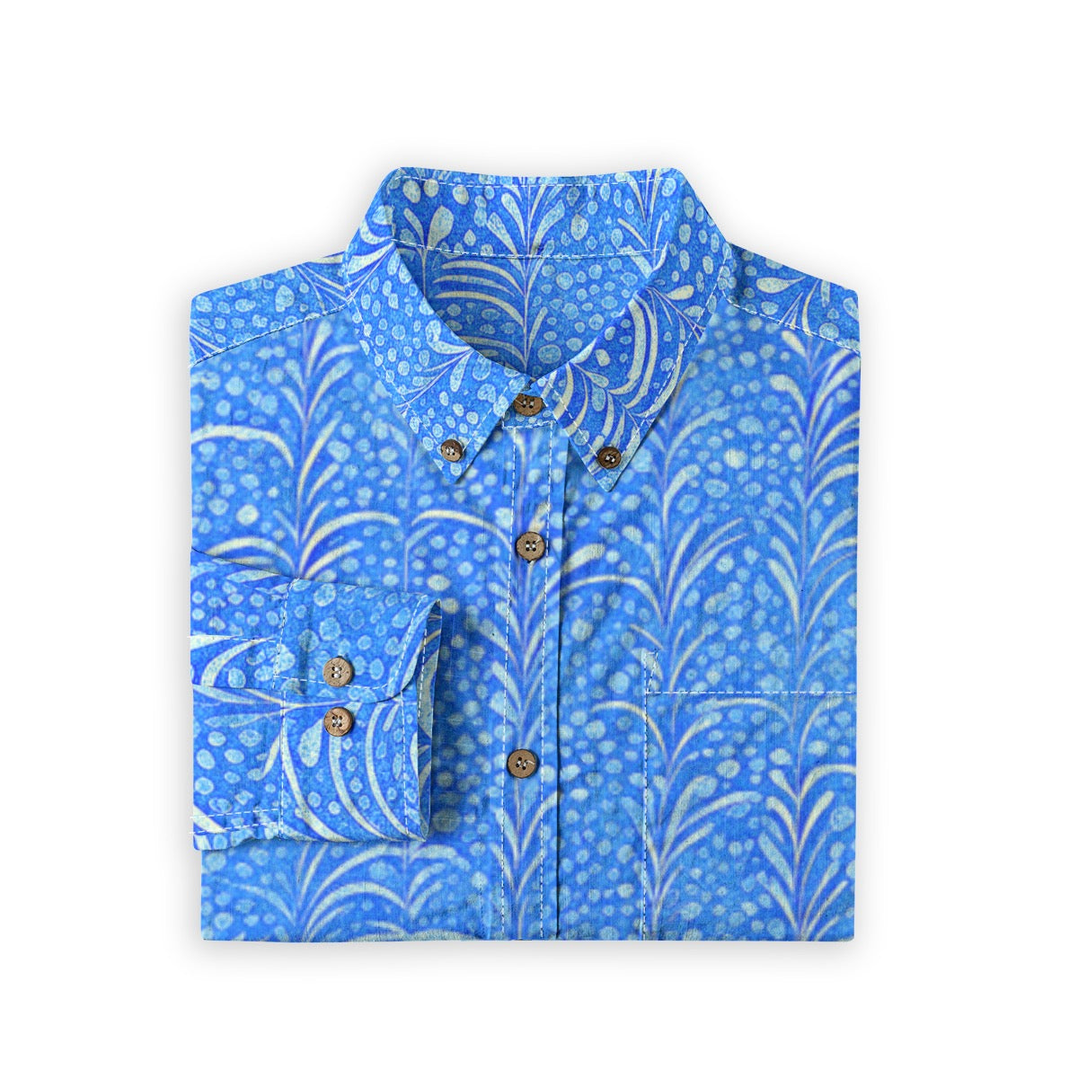 Bleu -- Men's Casual Lapel Long Sleeve Shirt