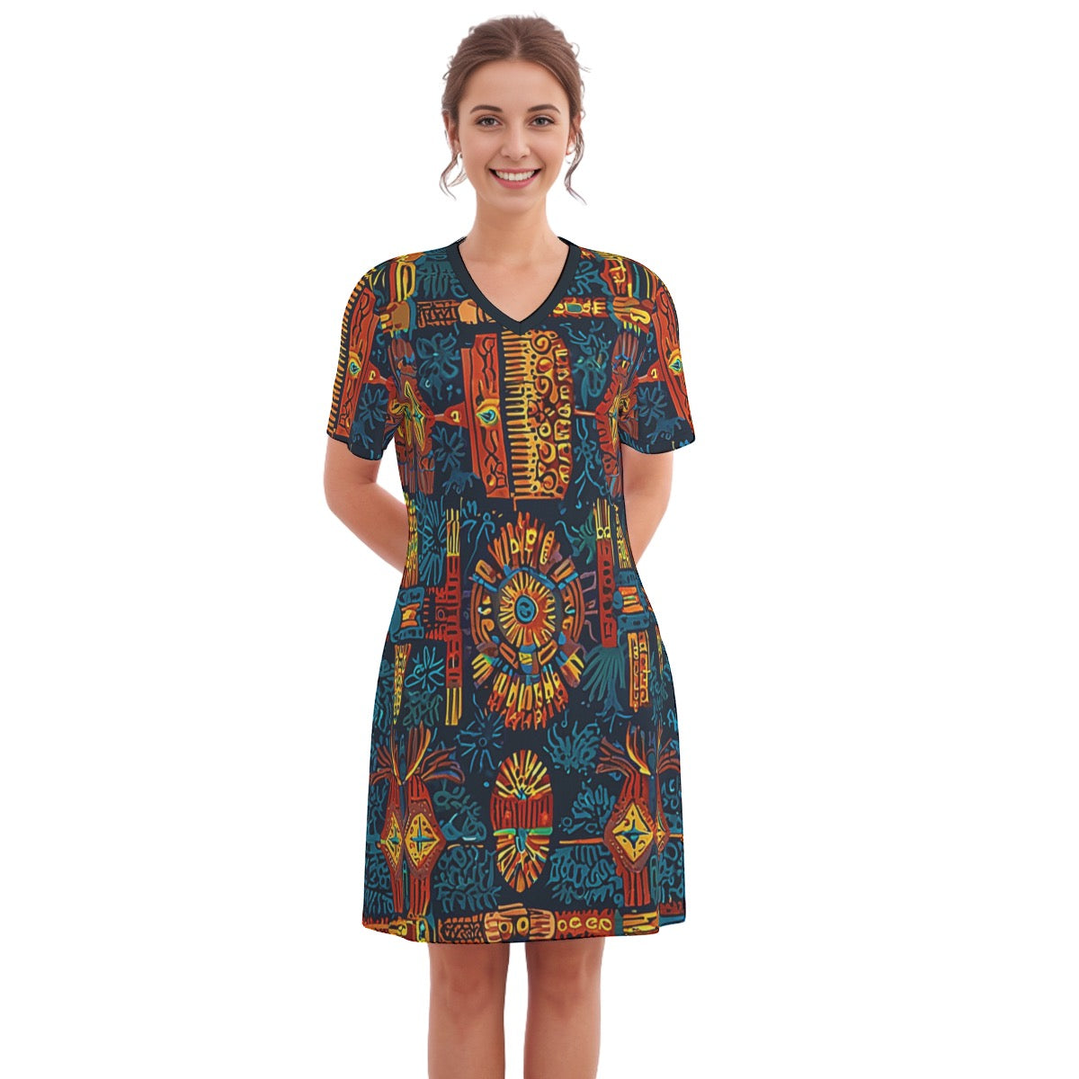 Lioness -- Women's V Neck Dress 100% Cotton