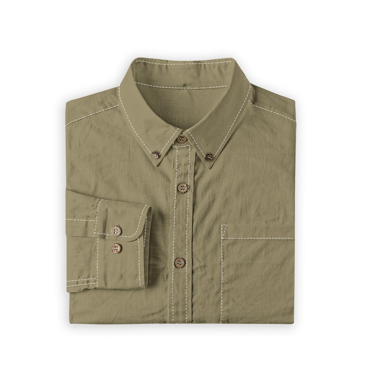 Drab Olive -- Men's 100% Cotton LS Shirt