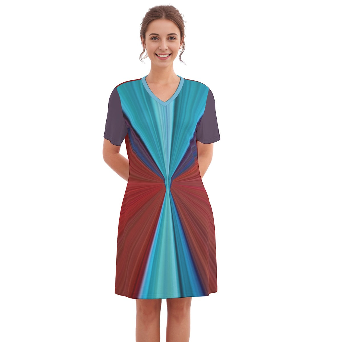 Symmetry -- Women's V Neck Dress 100% Cotton