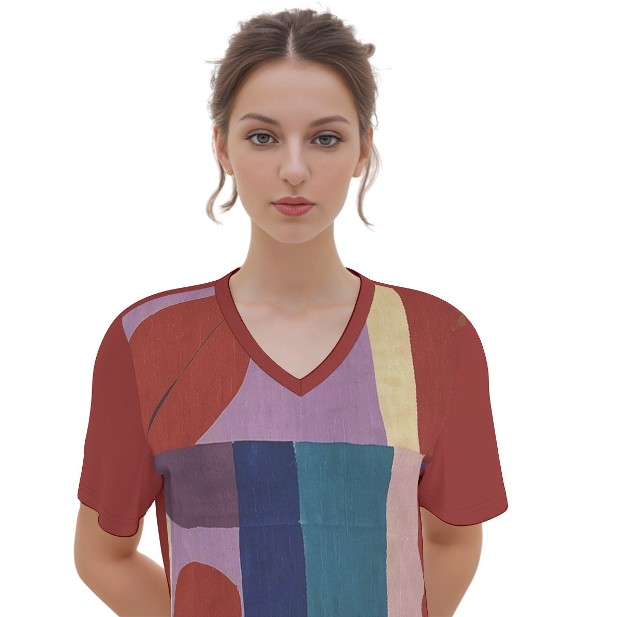 Peinture -- Women's V Neck Dress 100% Cotton