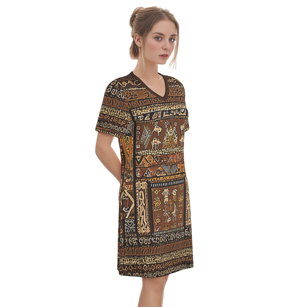 Nova -- Women's V Neck Dress 100% Cotton