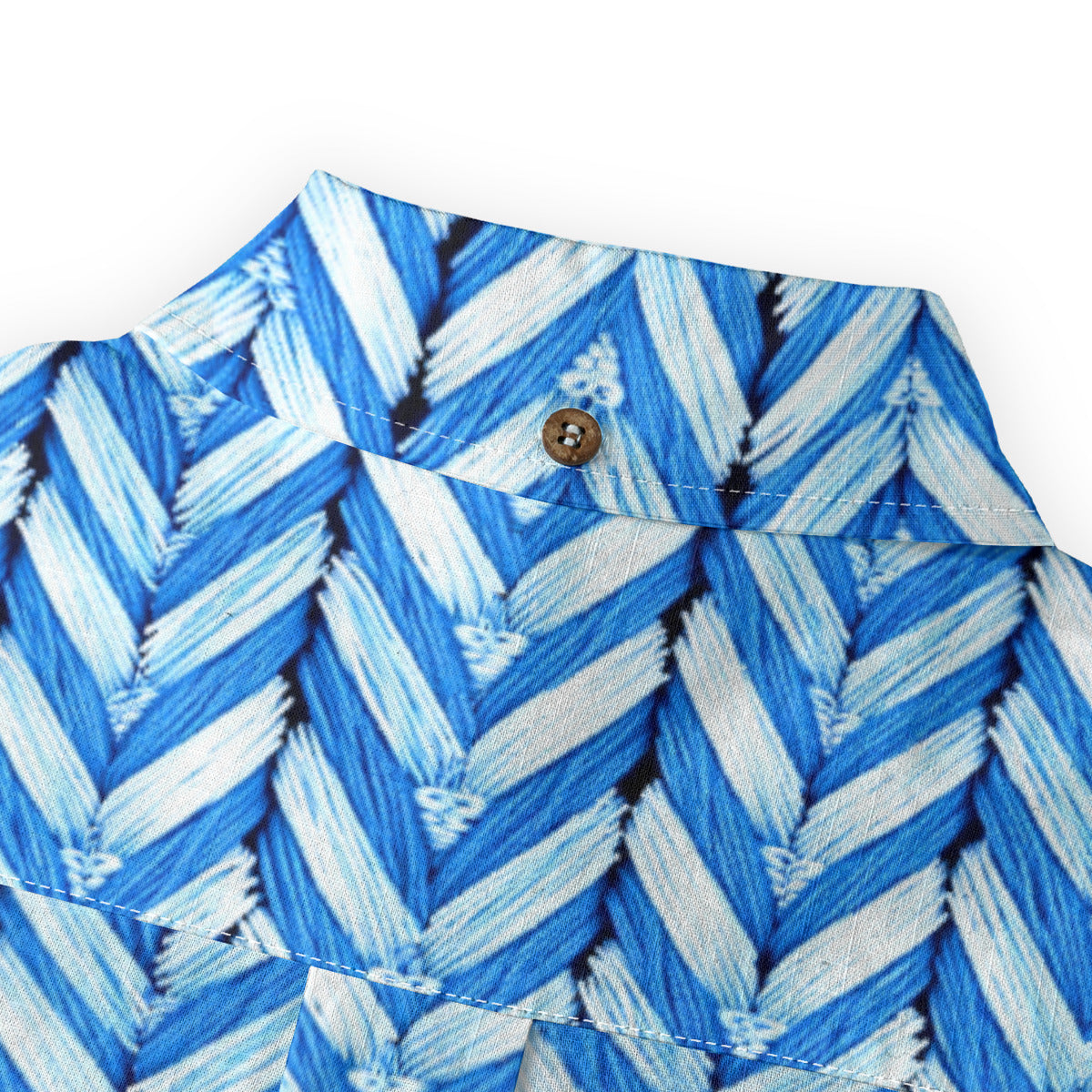 Blue Herringbone -- Men's 100% Cotton LS Collared Shirt