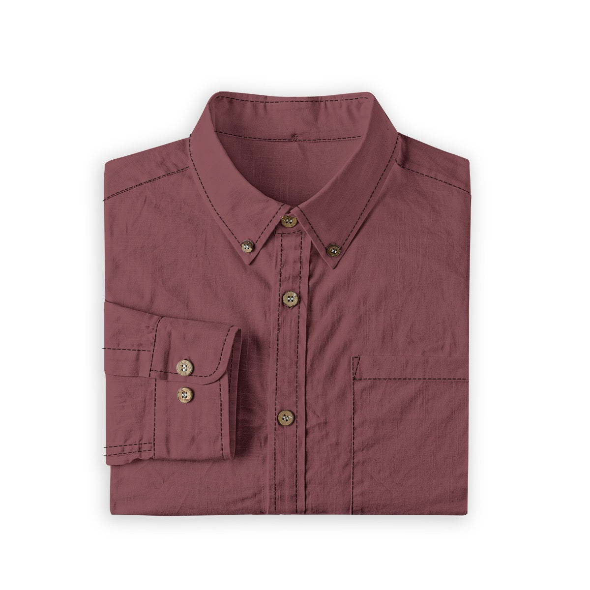 Red Wine -- Men's 100% Cotton LS Shirt