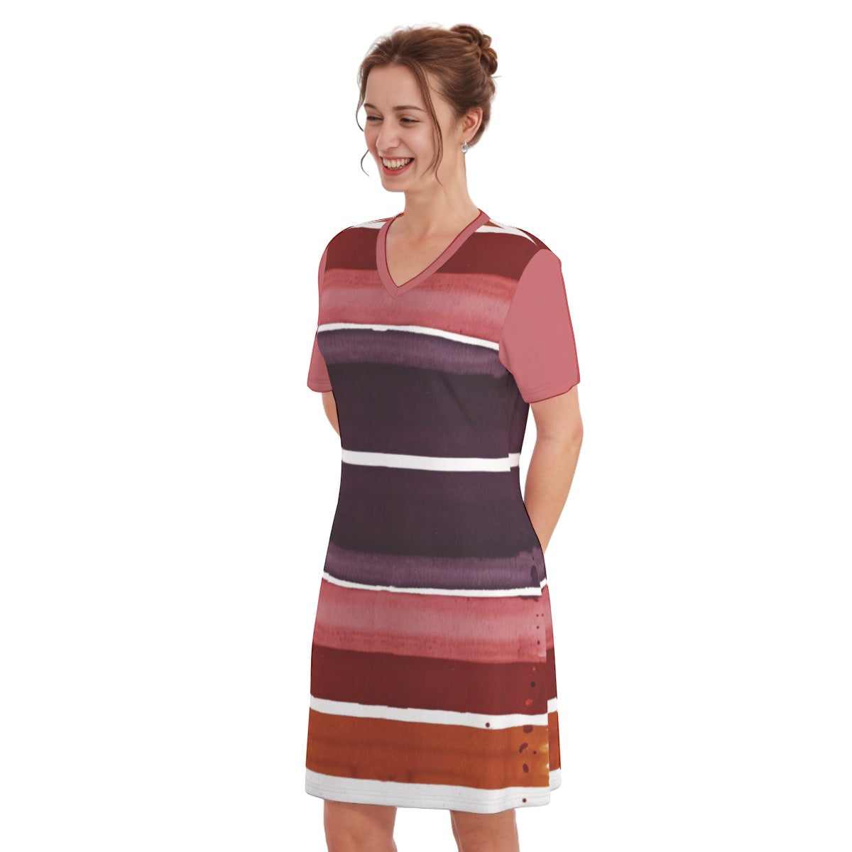 Malovat -- Women's V Neck Dress 100% Cotton