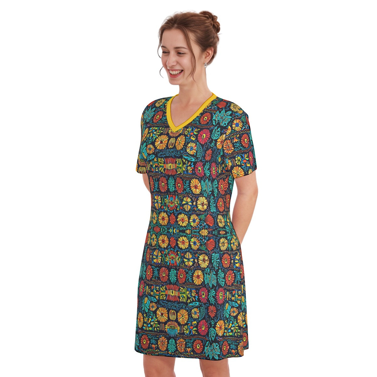 Freixo -- Women's V Neck Dress 100% Cotton