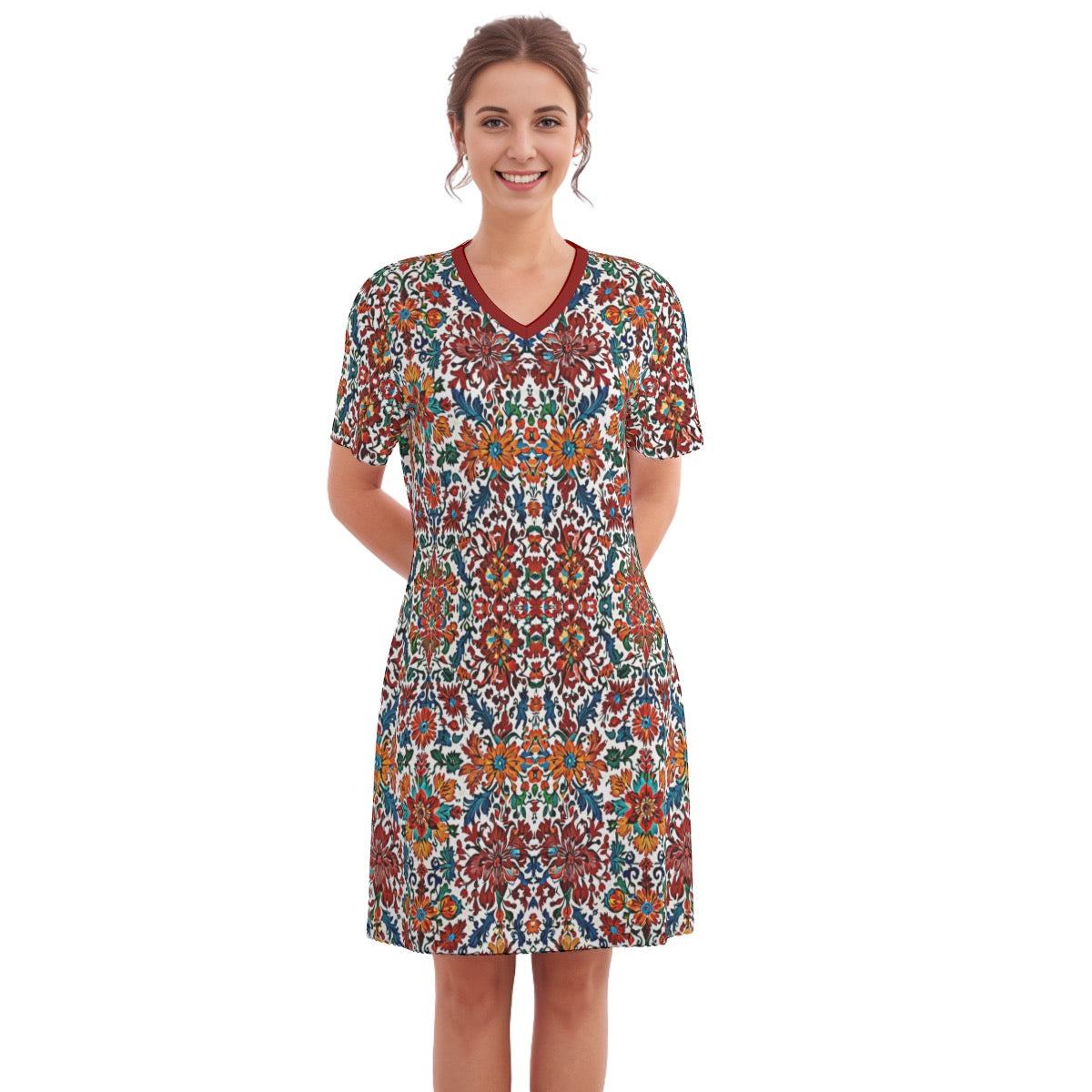 Reyk -- Women's V Neck Dress 100% Cotton