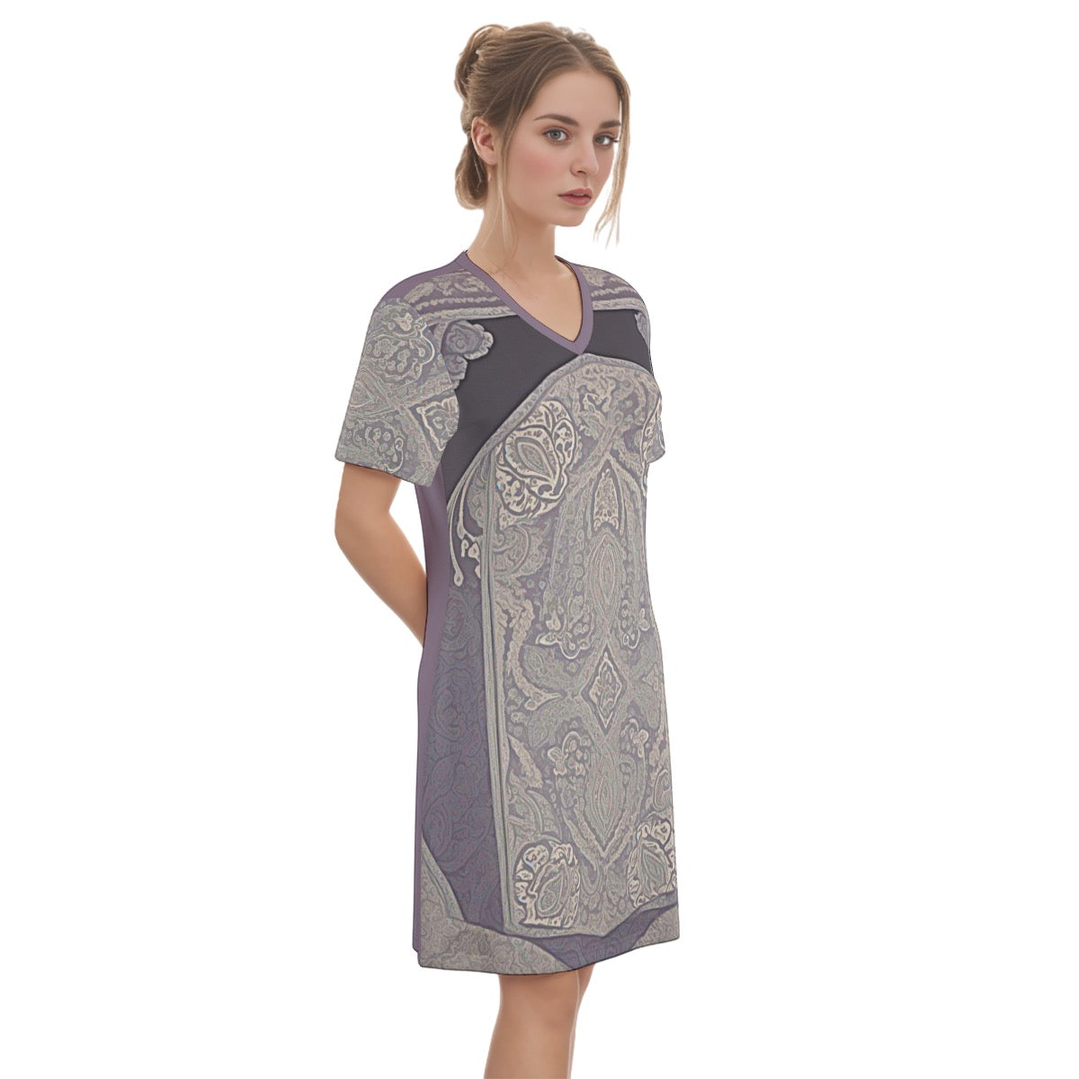 Crest -- Women's V Neck Dress 100% Cotton